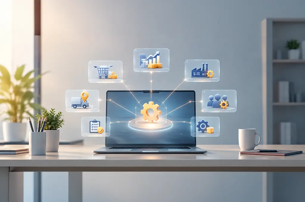 ERP enablement migration unifying business functions for sales, logistics, manufacturing, and operations via an integrated platform